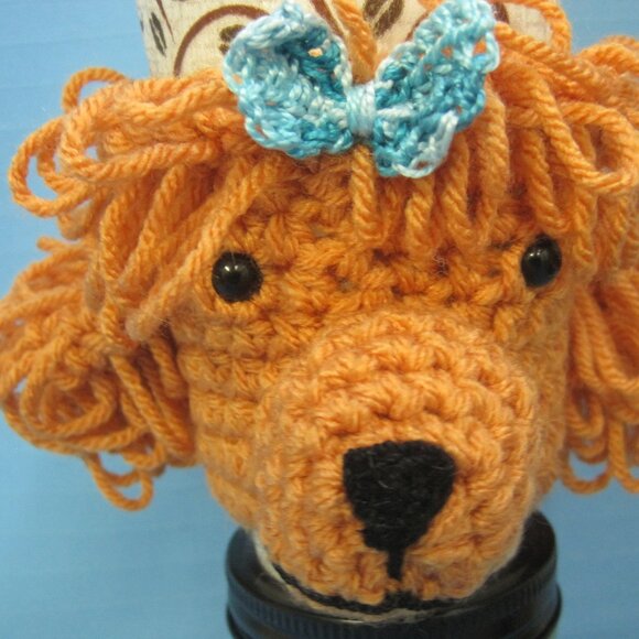 Handmade Crochet Poodle Puppy Dogs RED Cup Cozy - Picture 2 of 4